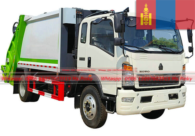 160-сильный мусоровоз HOWO 10CBM Compactor, экспорт в Монголию