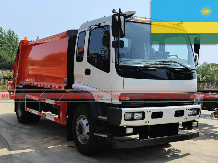 Экспорт гаражного грузовика 10000 литров Руанды ИСУЗУ ФВР Компактор из китайского порта